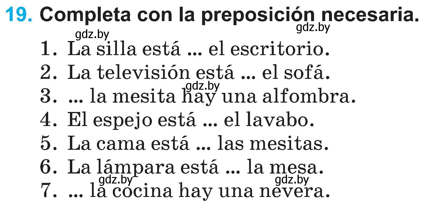 Условие номер 19 (страница 104) гдз по испанскому языку 3 класс Гриневич, Пониматко, учебник 2 часть