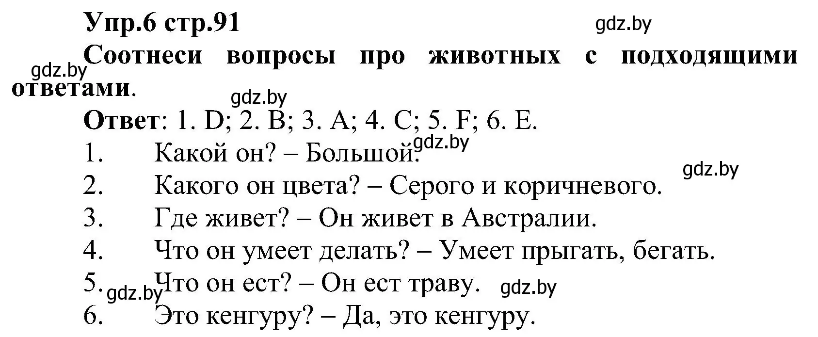 Решение номер 6 (страница 91) гдз по испанскому языку 3 класс Гриневич, Пониматко, учебник 2 часть