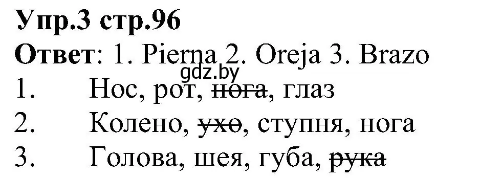 Решение номер 3 (страница 96) гдз по испанскому языку 3 класс Гриневич, Пониматко, учебник 1 часть