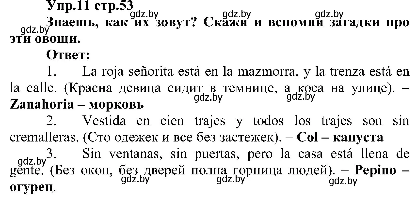 Решение номер 11 (страница 53) гдз по испанскому языку 3 класс Гриневич, Пониматко, учебник 2 часть