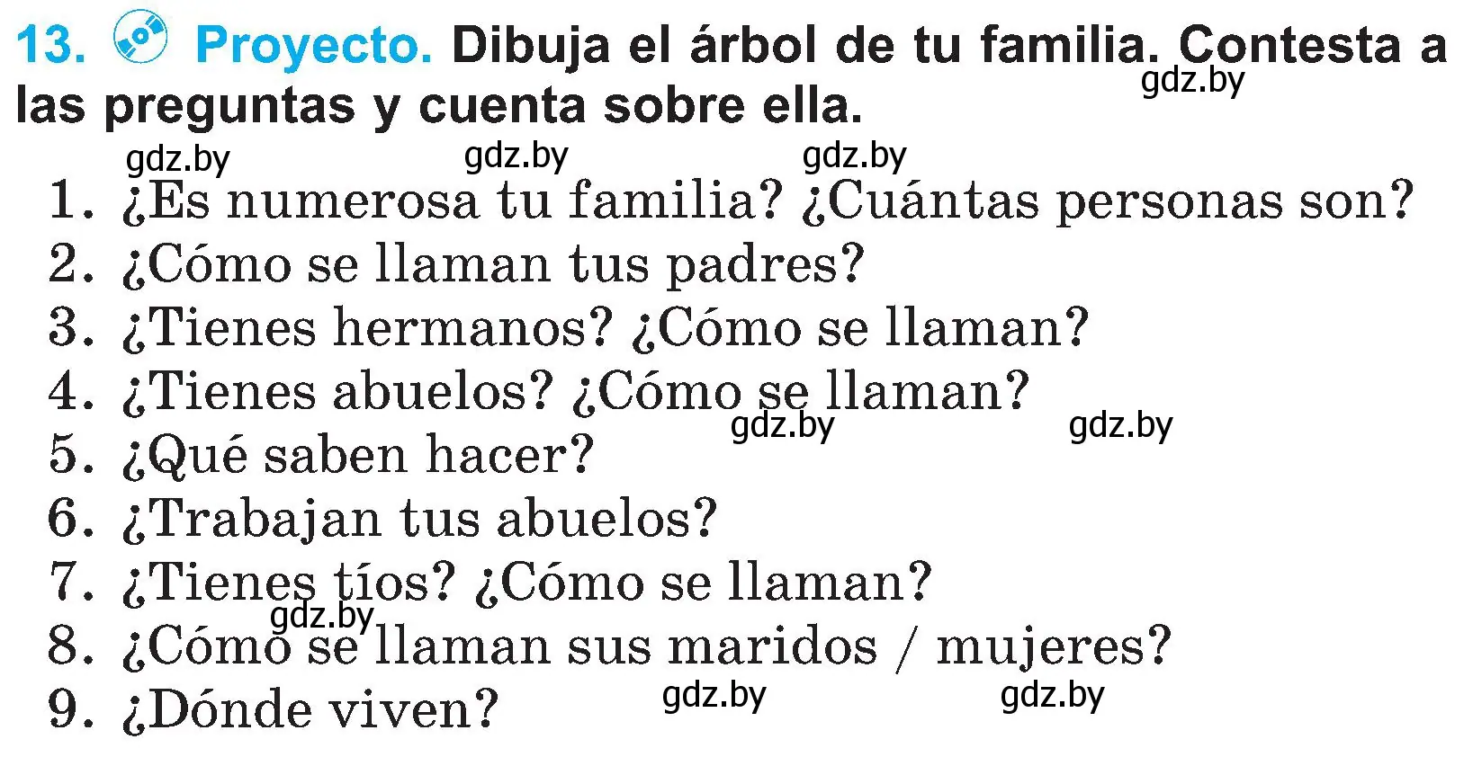 Условие номер 13 (страница 8) гдз по испанскому языку 4 класс Гриневич, Бахар, учебник 1 часть