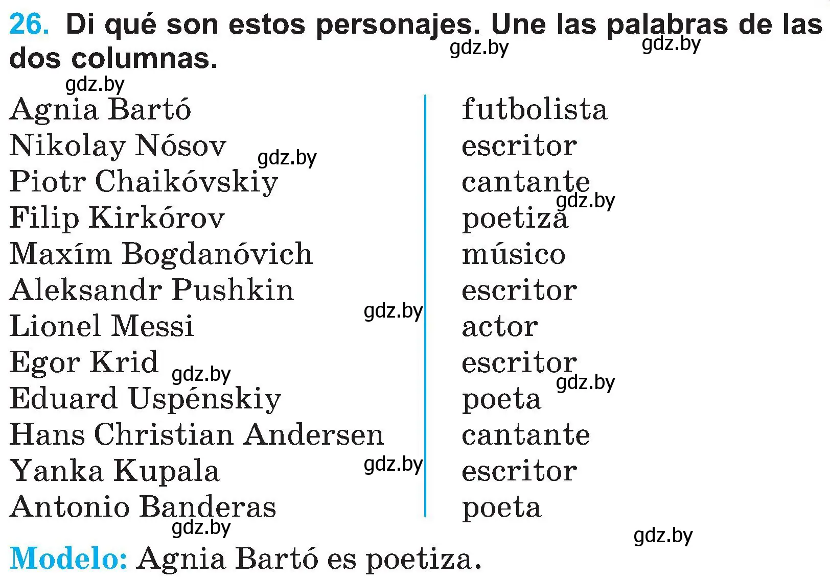 Условие номер 26 (страница 15) гдз по испанскому языку 4 класс Гриневич, Бахар, учебник 1 часть