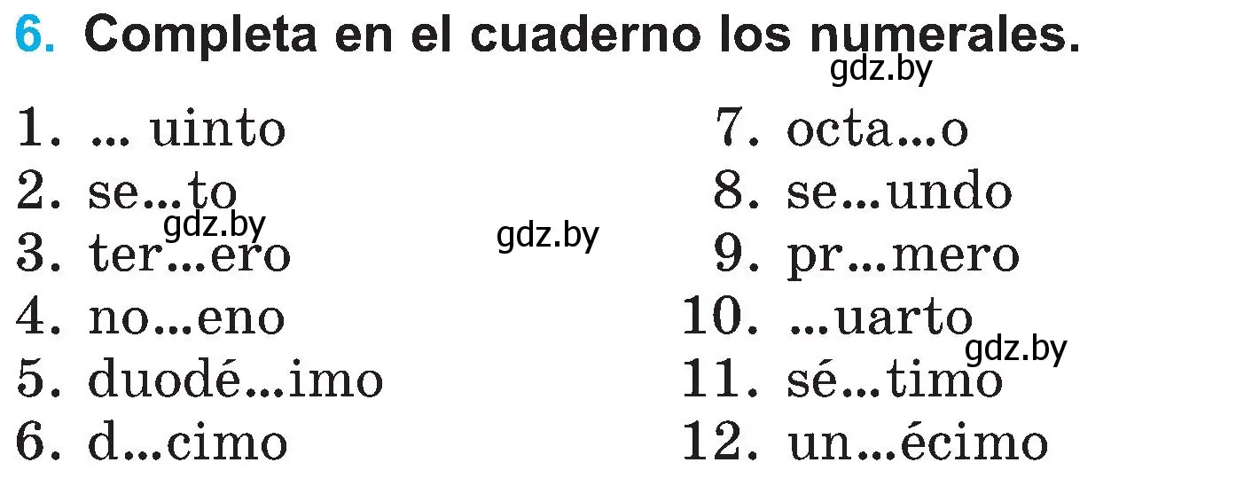 Условие номер 6 (страница 78) гдз по испанскому языку 4 класс Гриневич, Бахар, учебник 1 часть