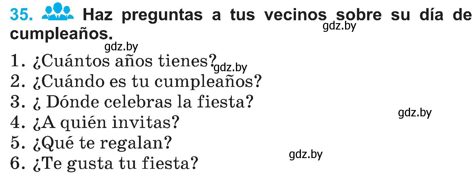 Условие номер 35 (страница 51) гдз по испанскому языку 4 класс Гриневич, Бахар, учебник 2 часть