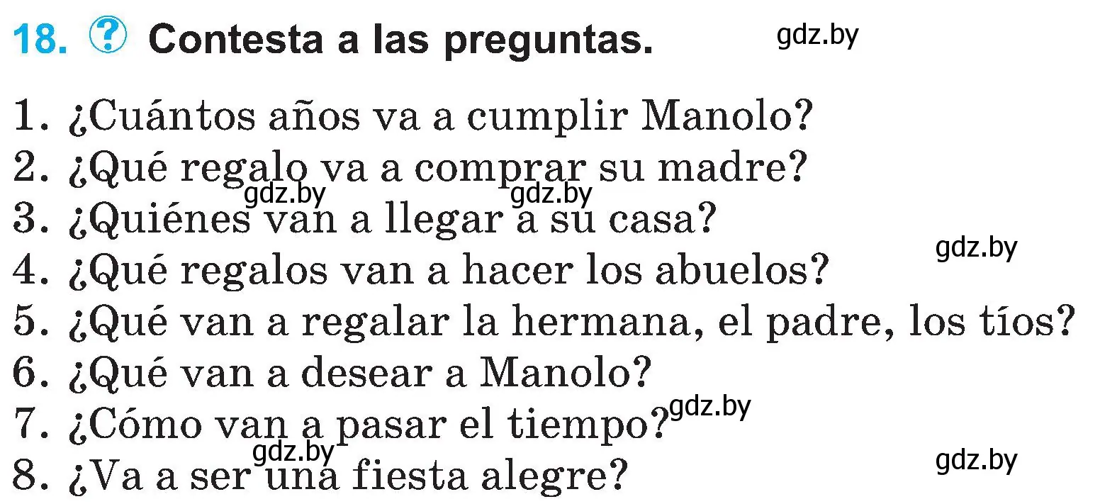 Условие номер 18 (страница 60) гдз по испанскому языку 4 класс Гриневич, Бахар, учебник 2 часть