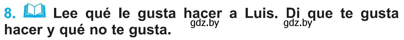 Условие номер 8 (страница 102) гдз по испанскому языку 4 класс Гриневич, Бахар, учебник 2 часть