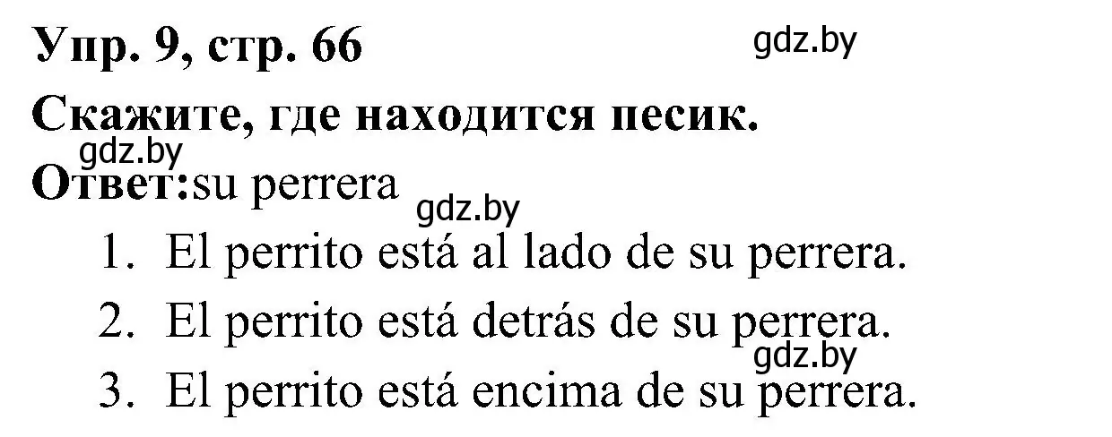 Решение номер 9 (страница 66) гдз по испанскому языку 4 класс Гриневич, Бахар, учебник 1 часть