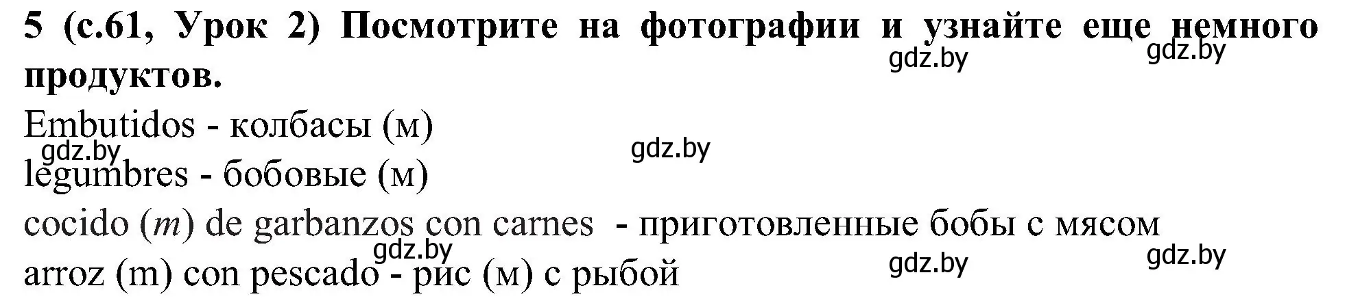 Решение номер 5 (страница 61) гдз по испанскому языку 5 класс Цыбулева, Пушкина, учебник 1 часть