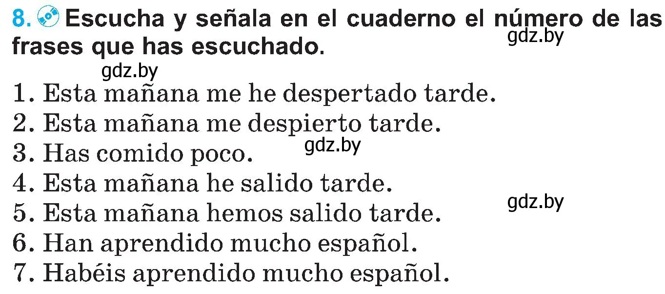 Условие номер 8 (страница 14) гдз по испанскому языку 5 класс Гриневич, учебник 1 часть