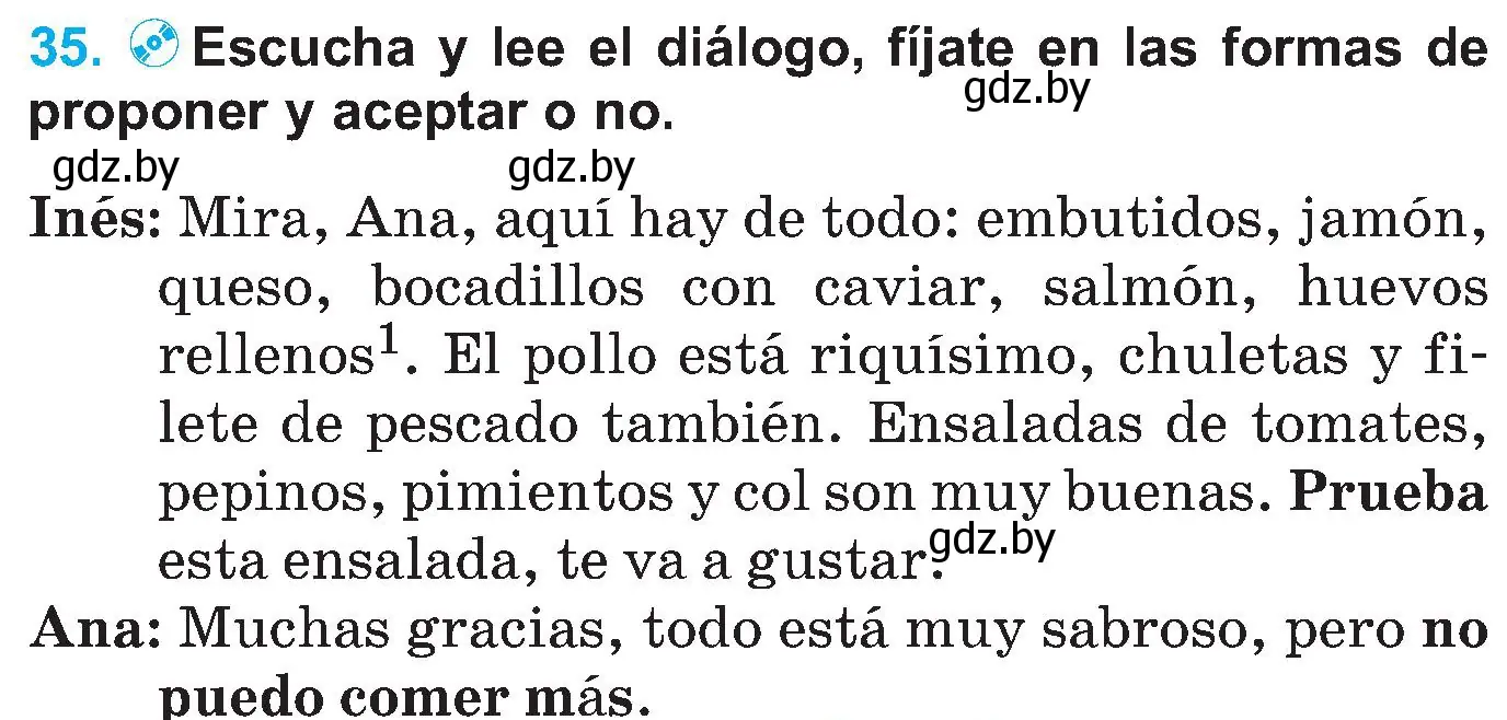 Условие номер 35 (страница 23) гдз по испанскому языку 5 класс Гриневич, учебник 2 часть