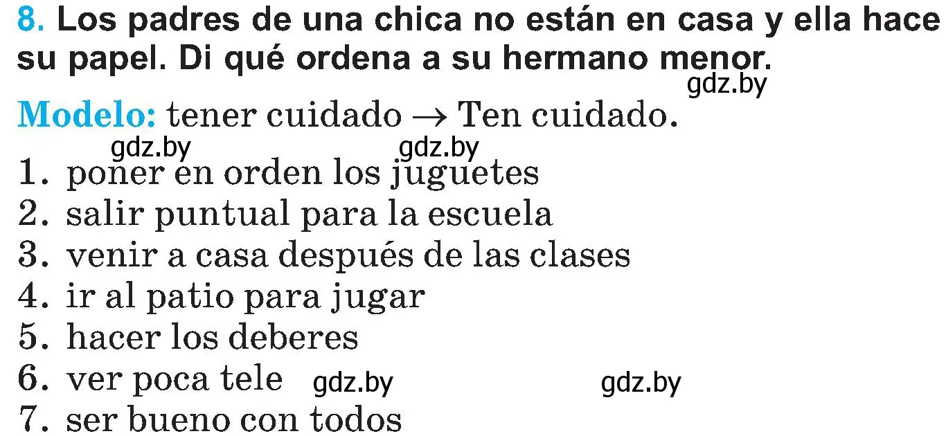 Условие номер 8 (страница 36) гдз по испанскому языку 5 класс Гриневич, учебник 2 часть