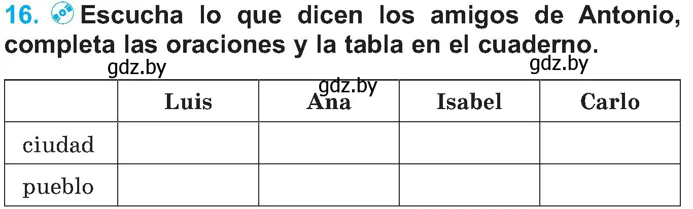 Условие номер 16 (страница 82) гдз по испанскому языку 5 класс Гриневич, учебник 2 часть