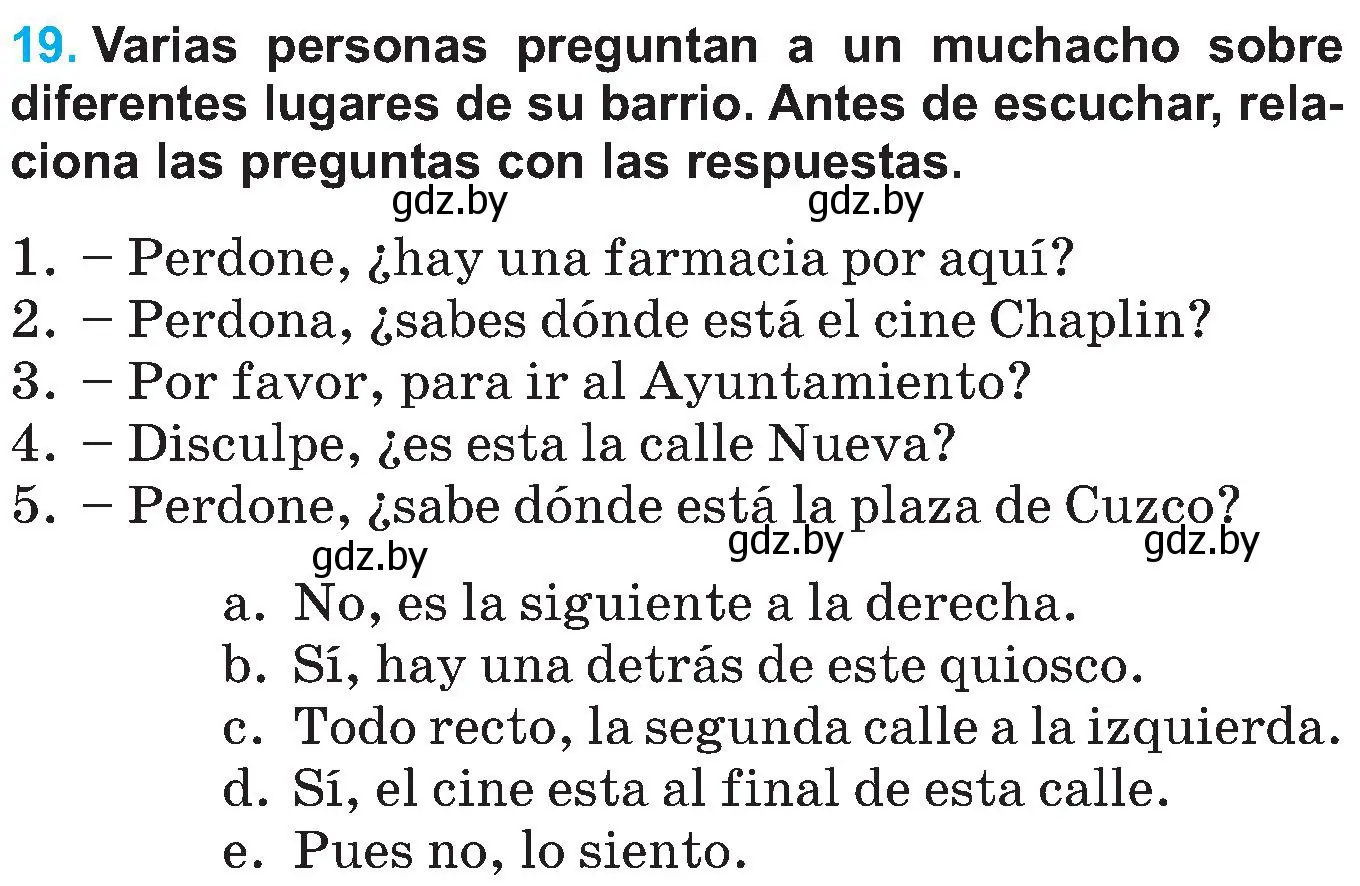 Условие номер 19 (страница 85) гдз по испанскому языку 5 класс Гриневич, учебник 2 часть