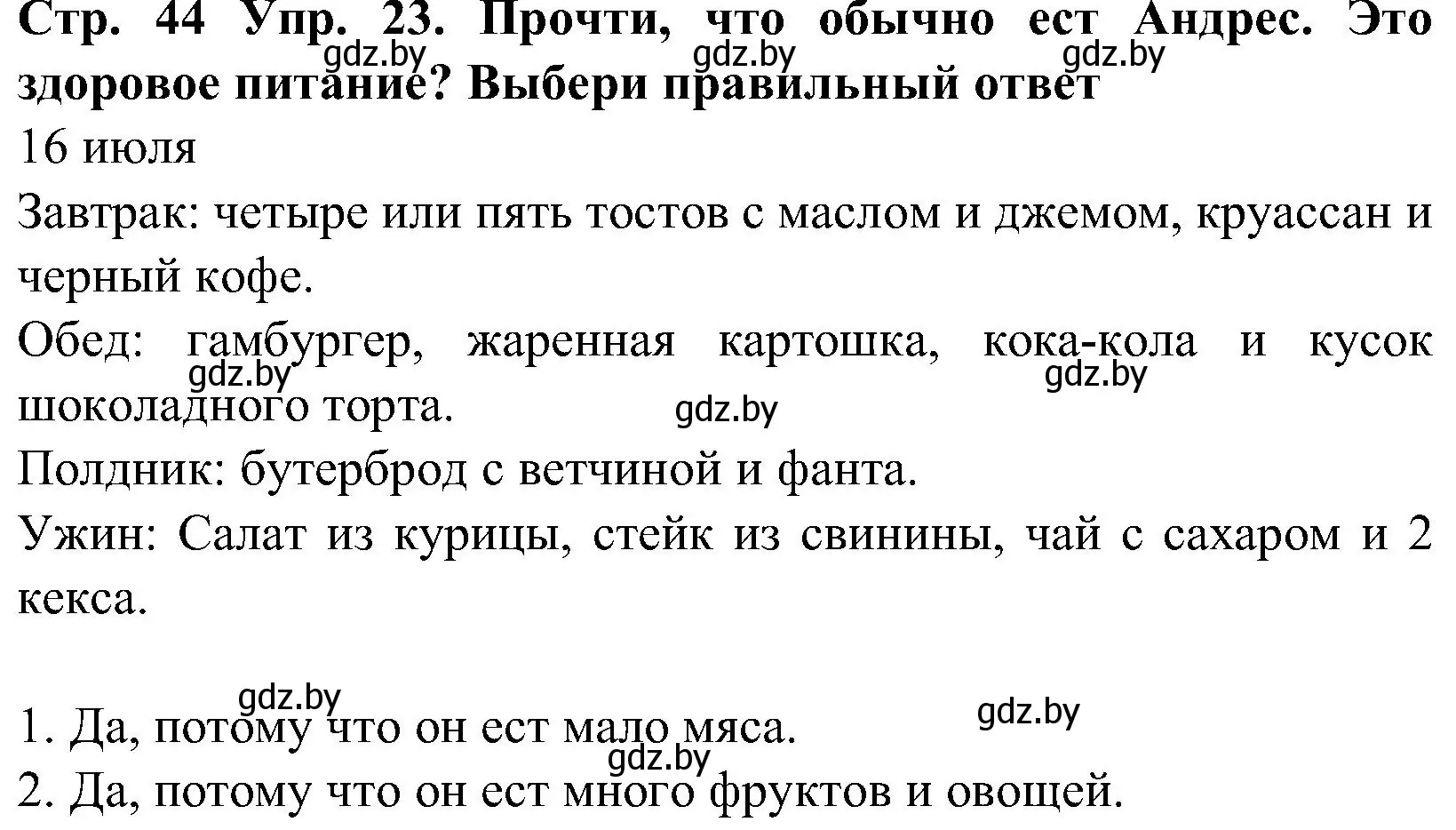 Решение номер 23 (страница 44) гдз по испанскому языку 5 класс Гриневич, учебник 2 часть