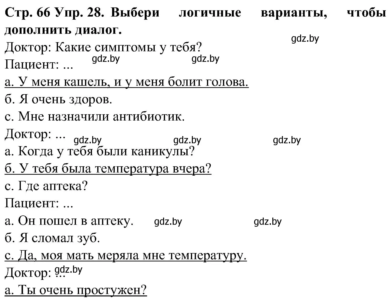 Решение номер 28 (страница 66) гдз по испанскому языку 5 класс Гриневич, учебник 2 часть