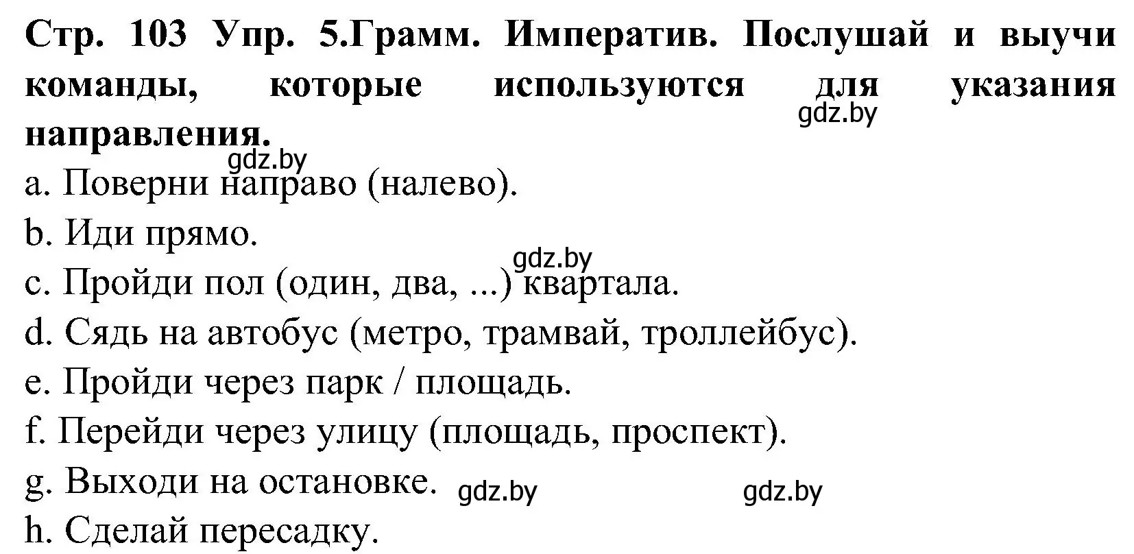 Решение номер 5 (страница 103) гдз по испанскому языку 5 класс Гриневич, учебник 2 часть