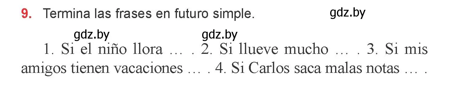 Условие номер 9 (страница 134) гдз по испанскому языку 6 класс Цыбулева, Пушкина, учебник 1 часть