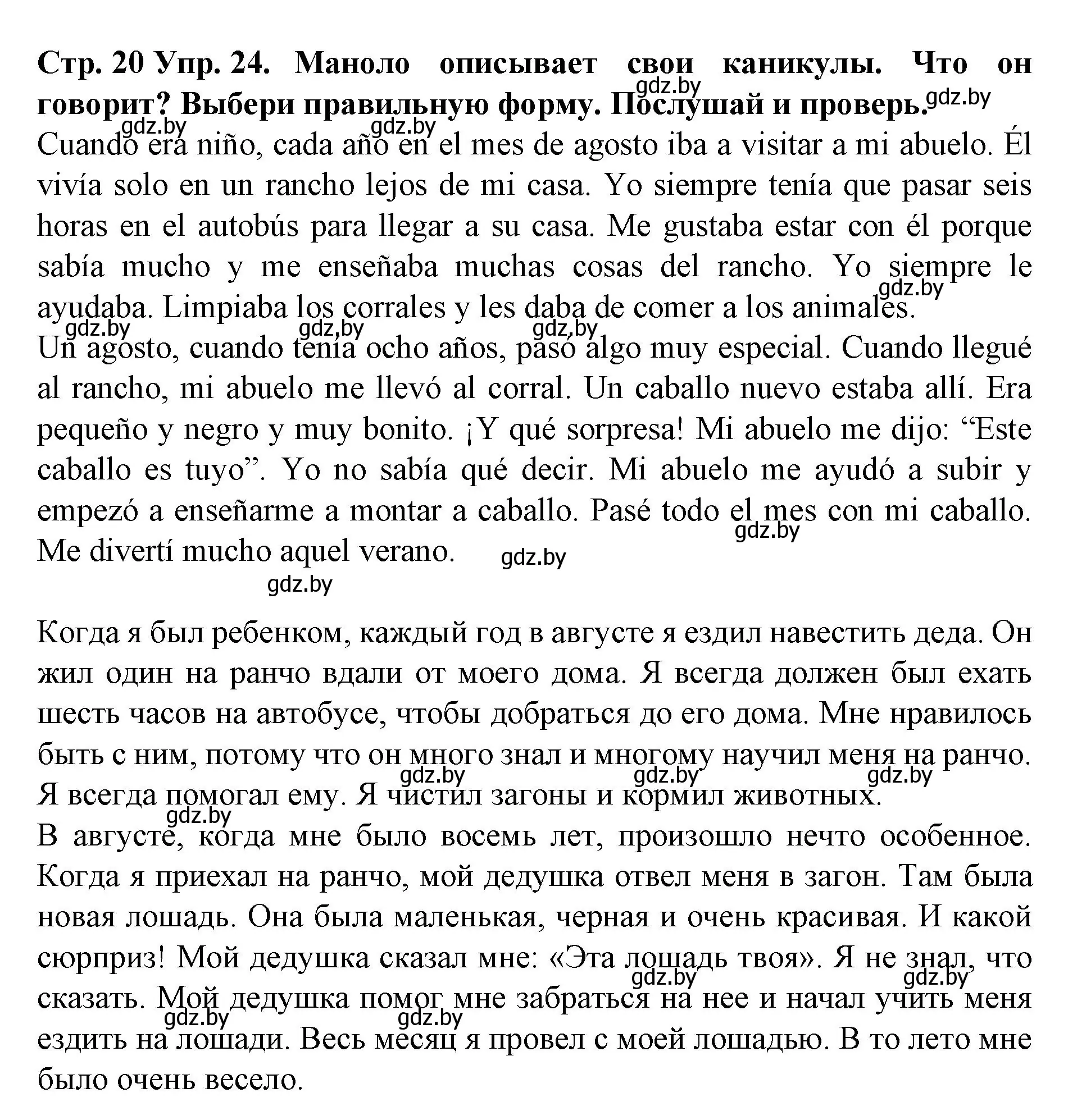 Решение номер 24 (страница 20) гдз по испанскому языку 6 класс Гриневич, учебник