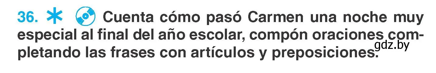 Условие номер 36 (страница 22) гдз по испанскому языку 7 класс Гриневич, учебник