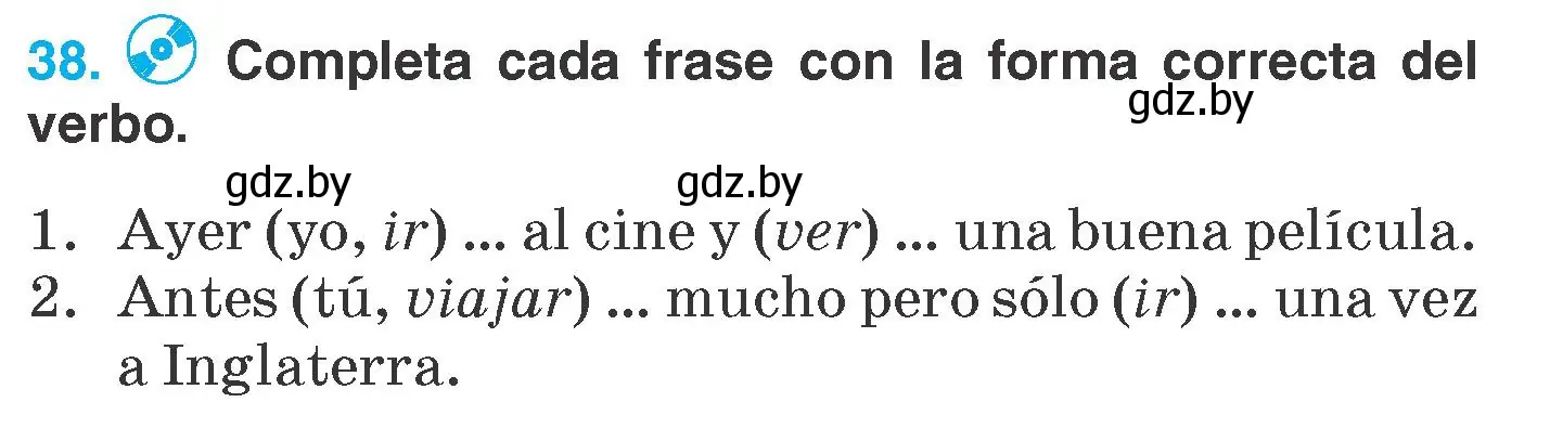 Условие номер 38 (страница 22) гдз по испанскому языку 7 класс Гриневич, учебник