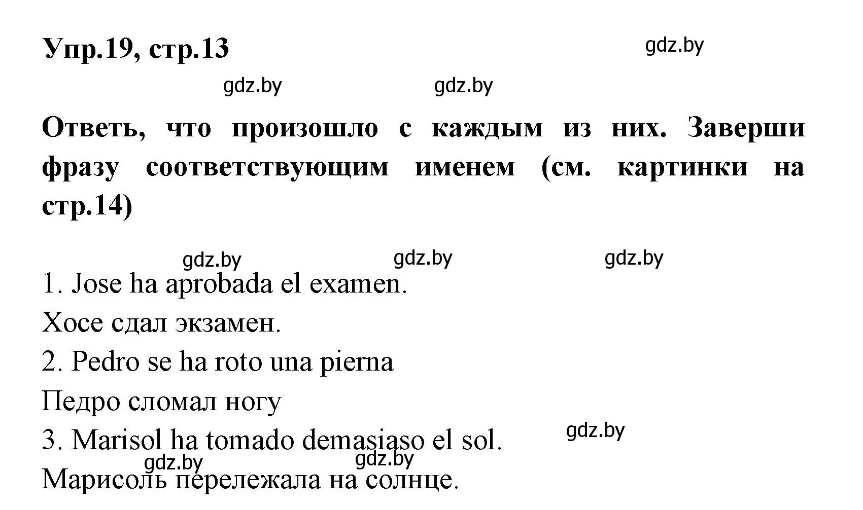 Решение номер 19 (страница 13) гдз по испанскому языку 7 класс Гриневич, учебник