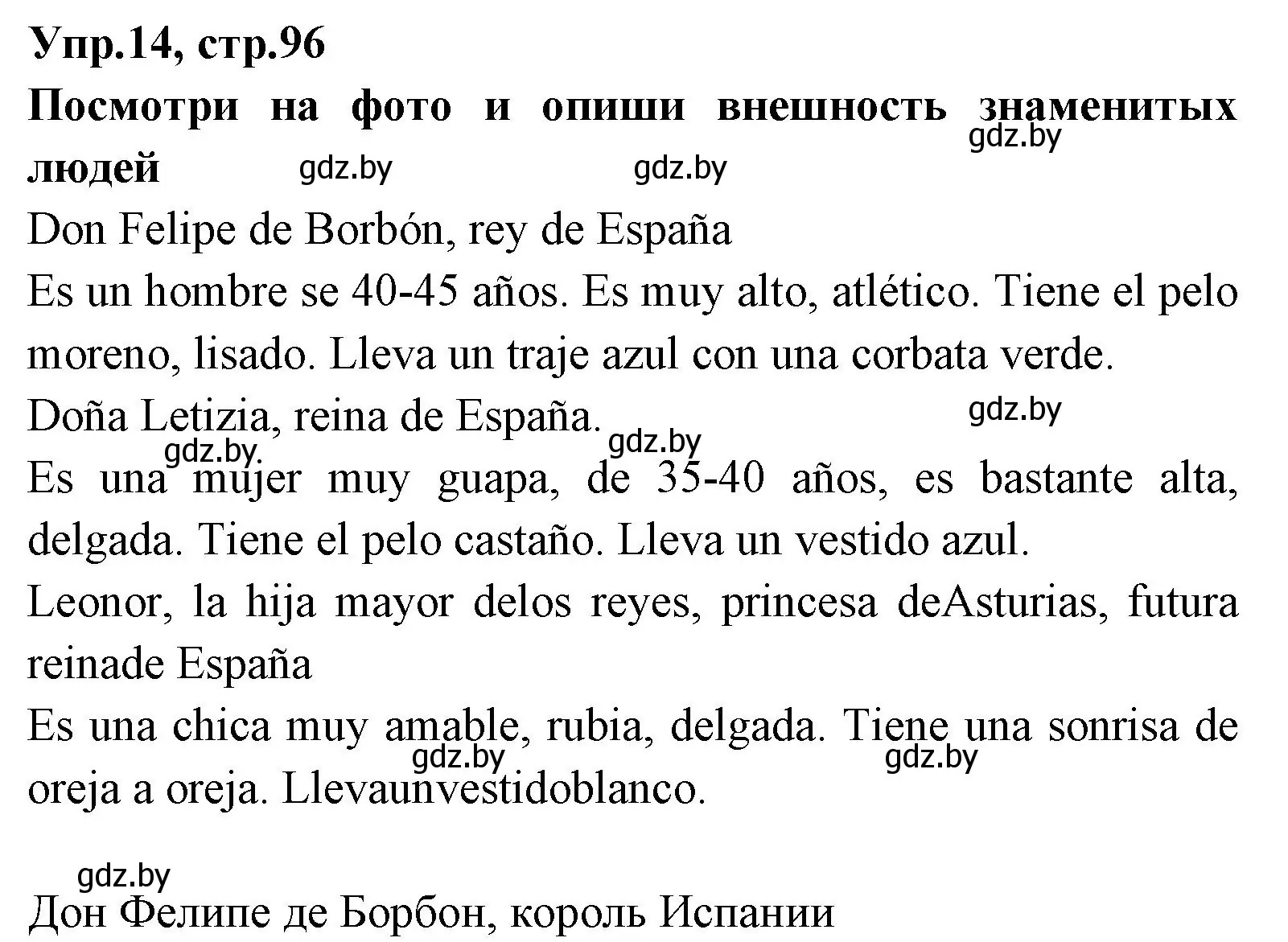 Решение номер 14 (страница 96) гдз по испанскому языку 7 класс Гриневич, учебник