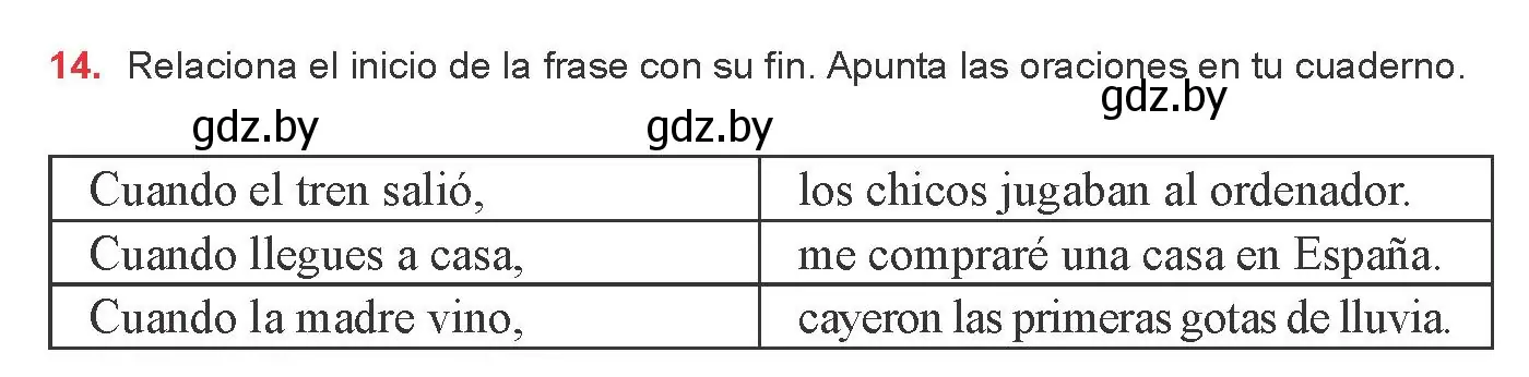 Условие номер 14 (страница 201) гдз по испанскому языку 8 класс Цыбулева, Пушкина, учебник
