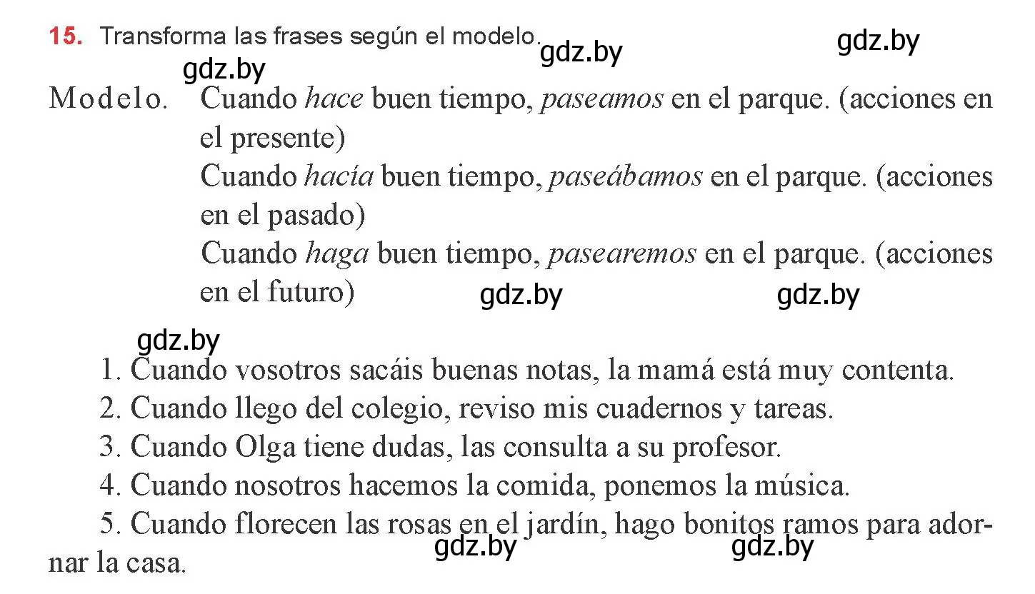 Условие номер 15 (страница 202) гдз по испанскому языку 8 класс Цыбулева, Пушкина, учебник