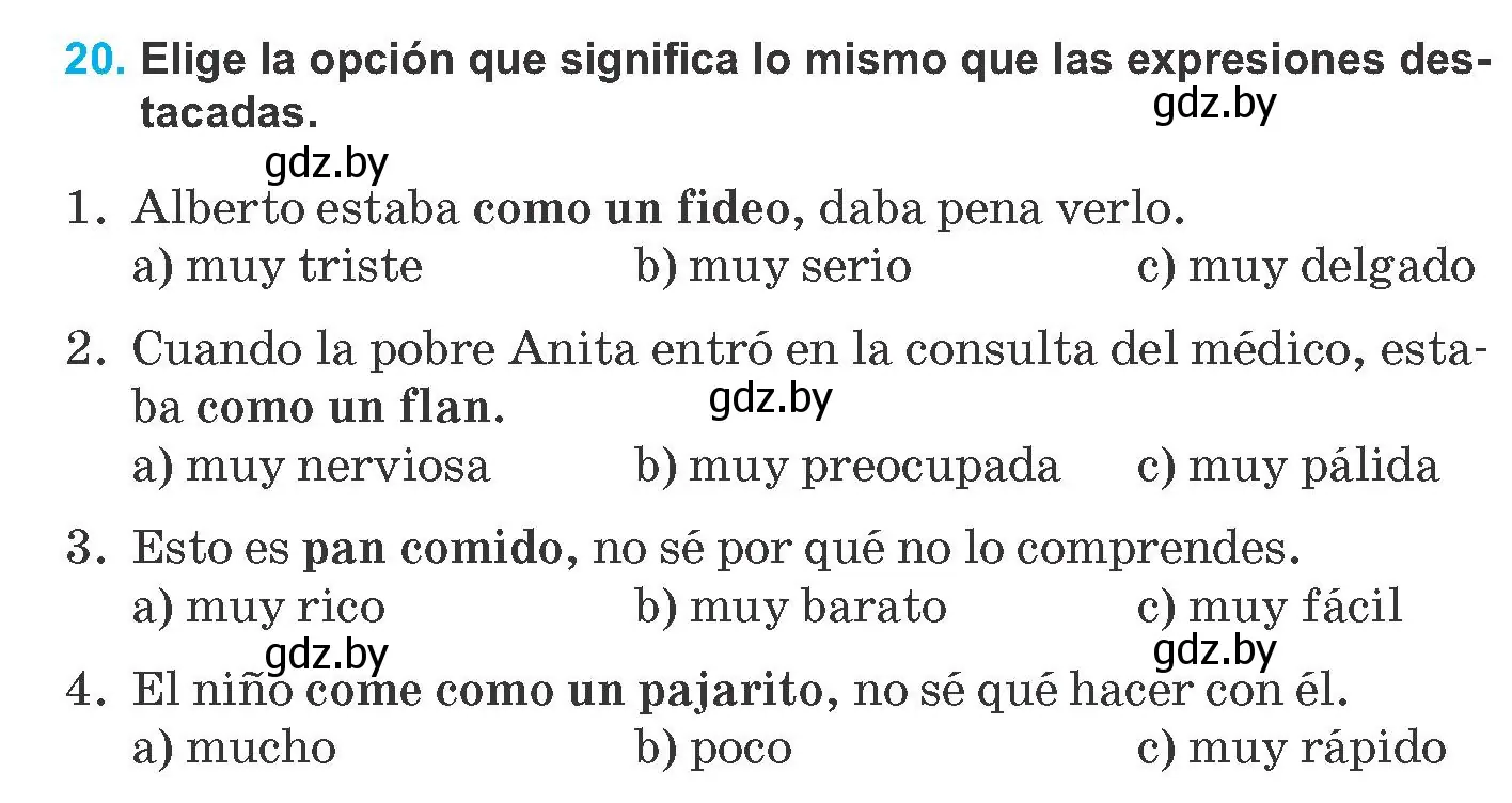 Условие номер 20 (страница 24) гдз по испанскому языку 8 класс Гриневич, учебник