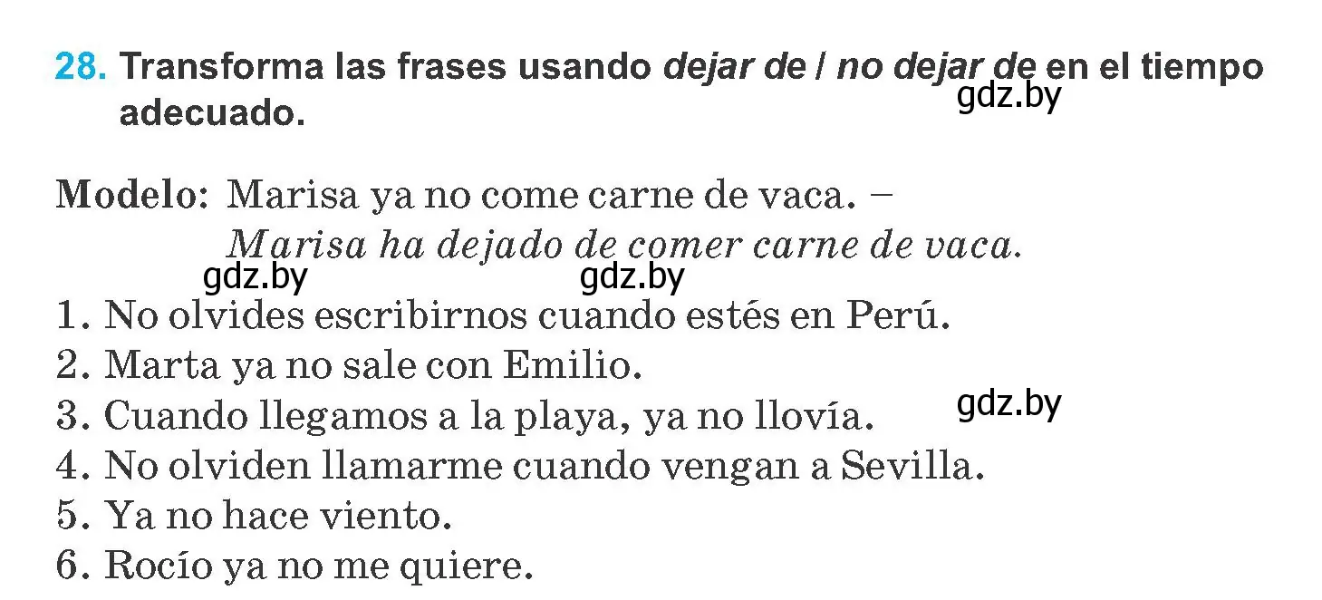 Условие номер 28 (страница 86) гдз по испанскому языку 8 класс Гриневич, учебник