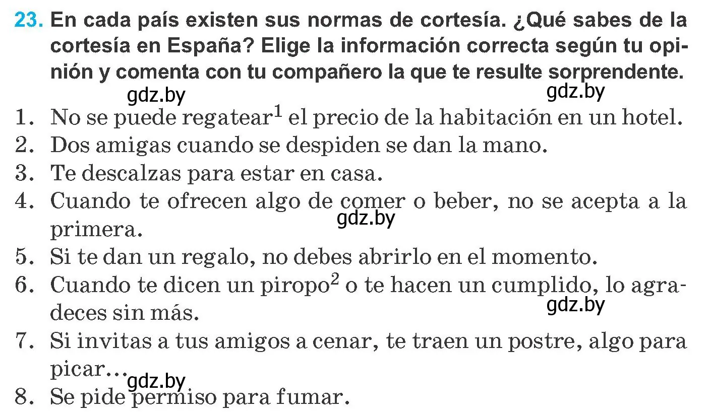 Условие номер 23 (страница 187) гдз по испанскому языку 8 класс Гриневич, учебник