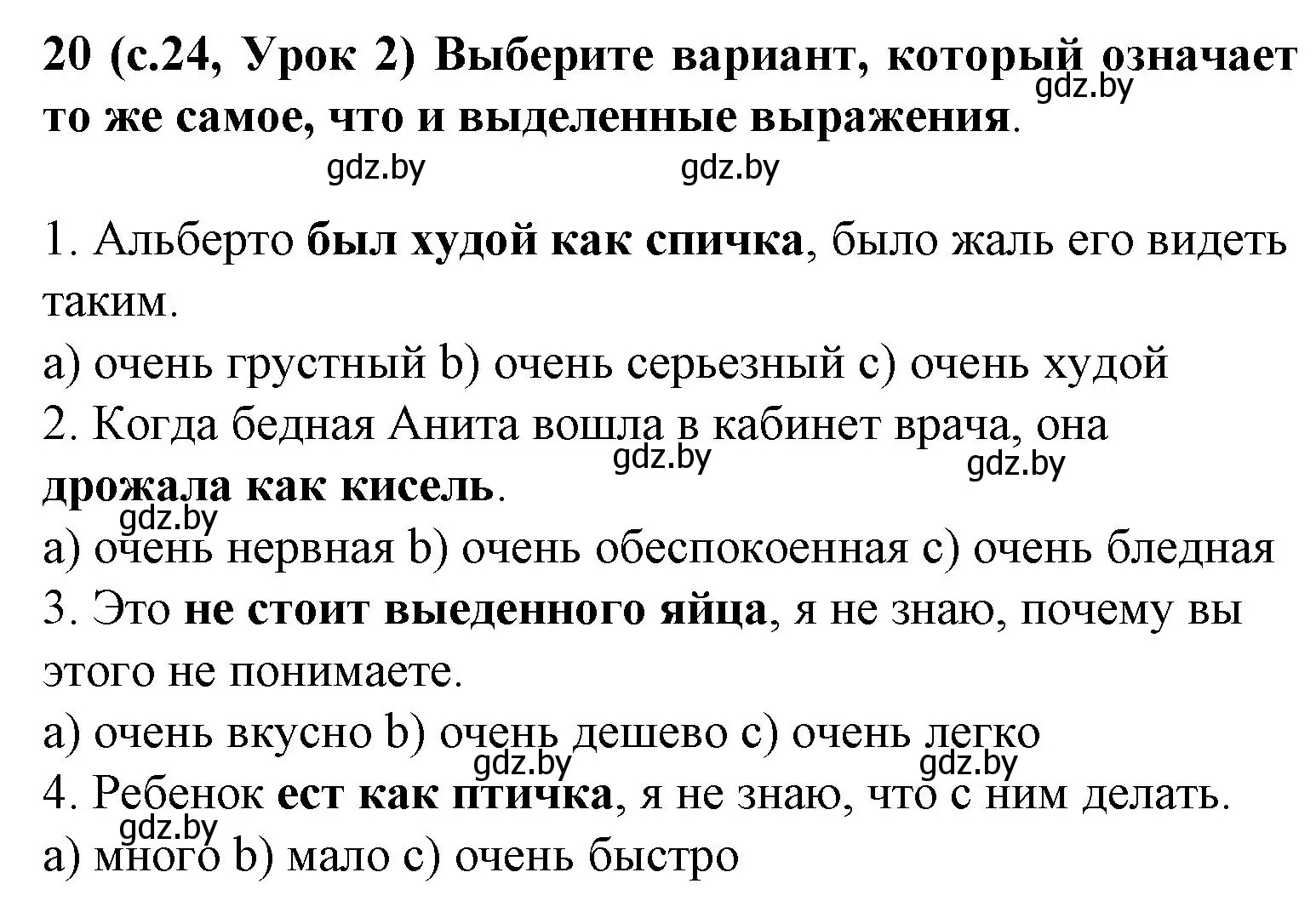 Решение номер 20 (страница 24) гдз по испанскому языку 8 класс Гриневич, учебник