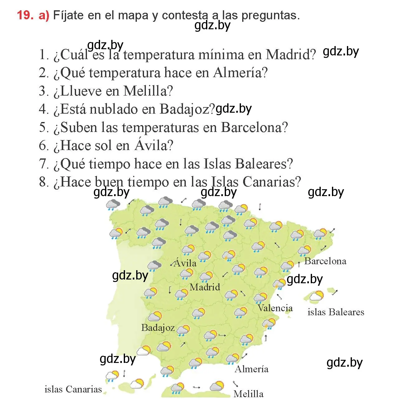 Условие номер 19 (страница 68) гдз по испанскому языку 9 класс Цыбулева, Пушкина, учебник 2 часть