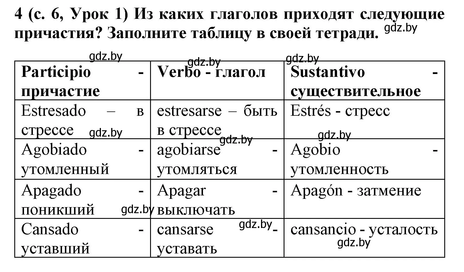 Решение номер 4 (страница 6) гдз по испанскому языку 9 класс Цыбулева, Пушкина, учебник 1 часть