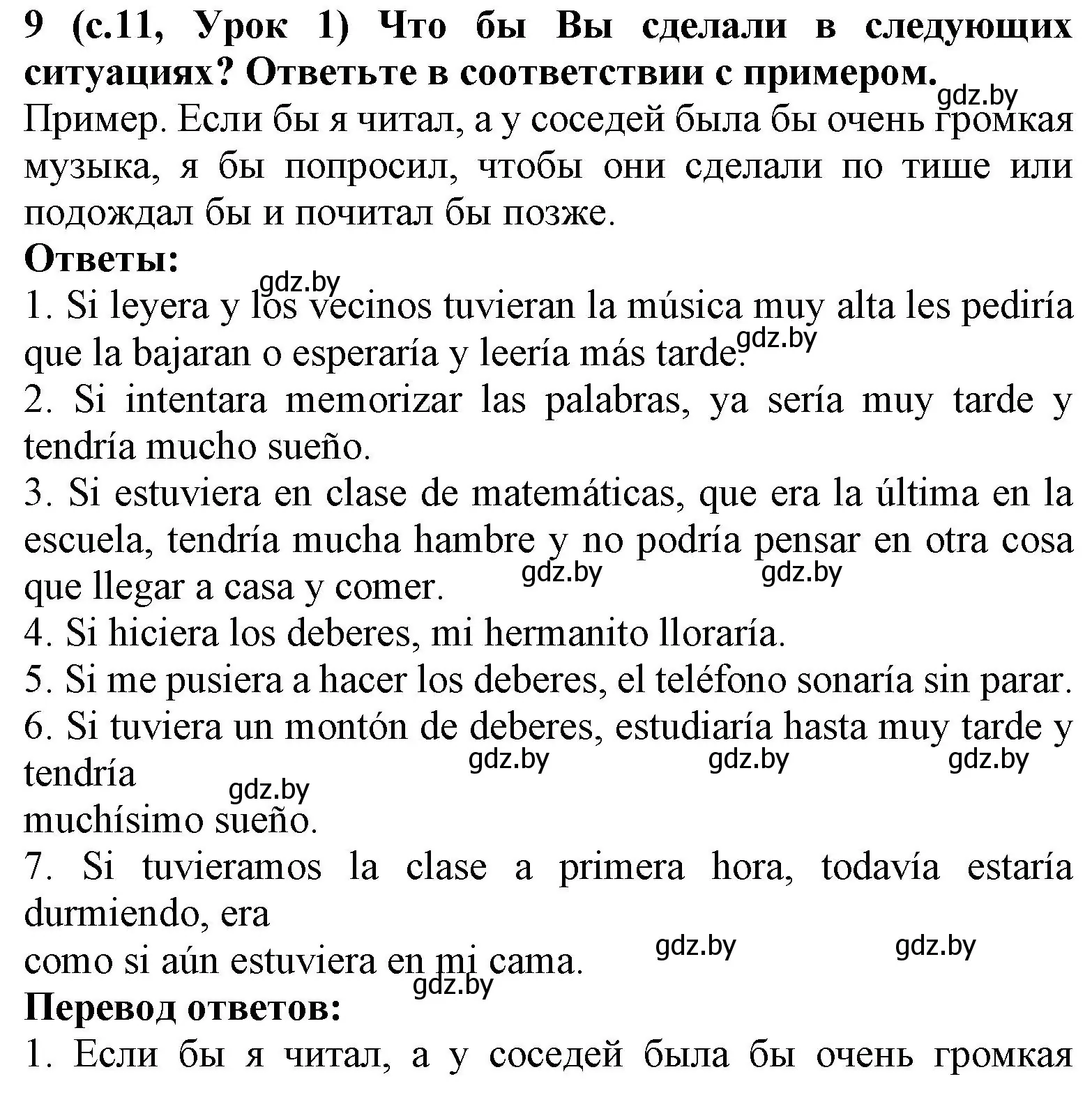 Решение номер 9 (страница 11) гдз по испанскому языку 9 класс Цыбулева, Пушкина, учебник 1 часть