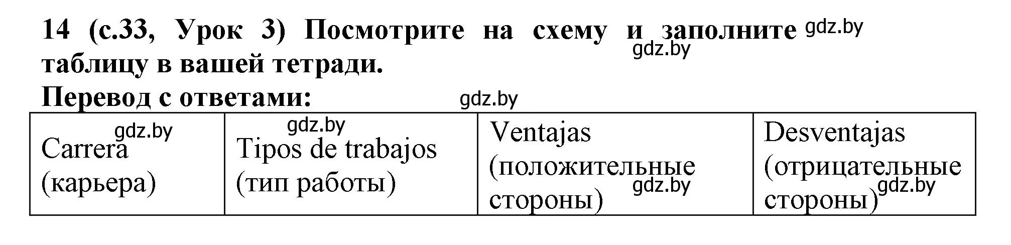 Решение номер 14 (страница 33) гдз по испанскому языку 9 класс Цыбулева, Пушкина, учебник 1 часть