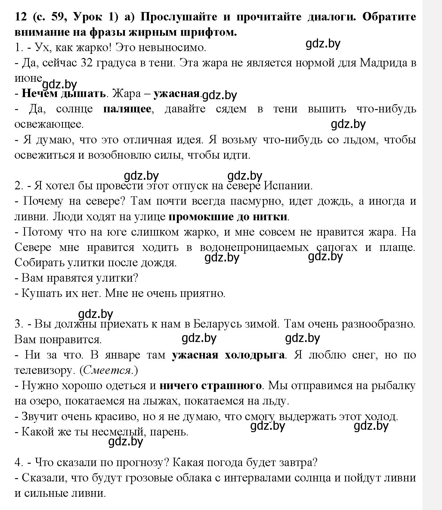 Решение номер 12 (страница 59) гдз по испанскому языку 9 класс Цыбулева, Пушкина, учебник 2 часть