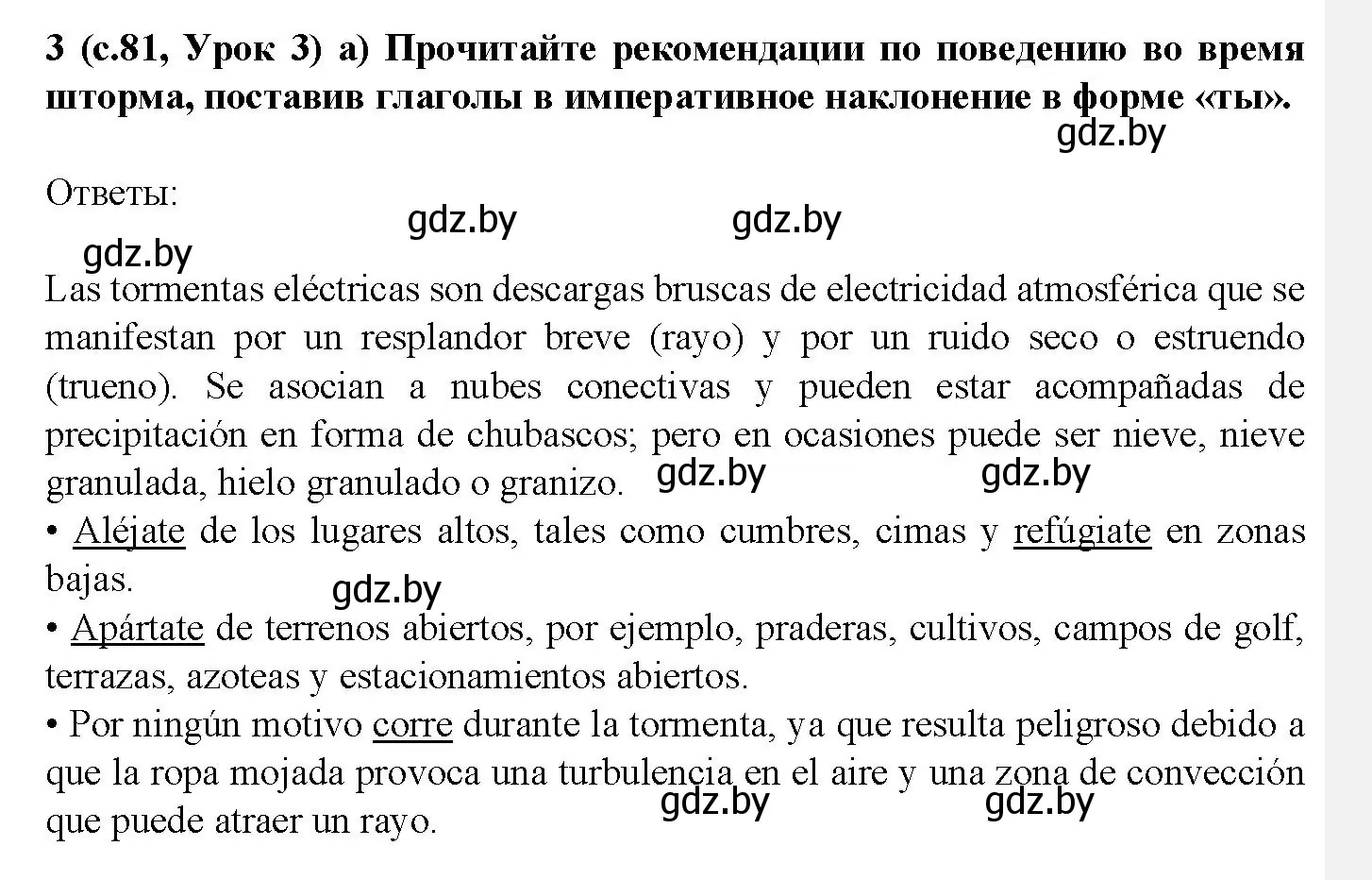 Решение номер 3 (страница 81) гдз по испанскому языку 9 класс Цыбулева, Пушкина, учебник 2 часть