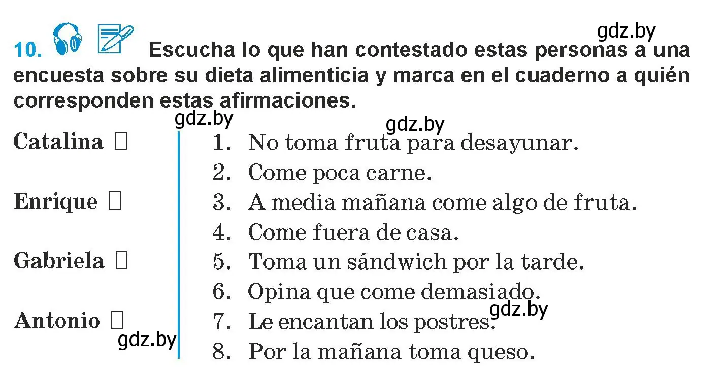 Условие номер 10 (страница 11) гдз по испанскому языку 9 класс Гриневич, Янукенас, учебник
