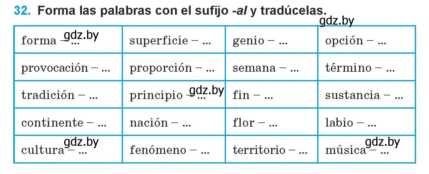 Условие номер 32 (страница 20) гдз по испанскому языку 9 класс Гриневич, Янукенас, учебник