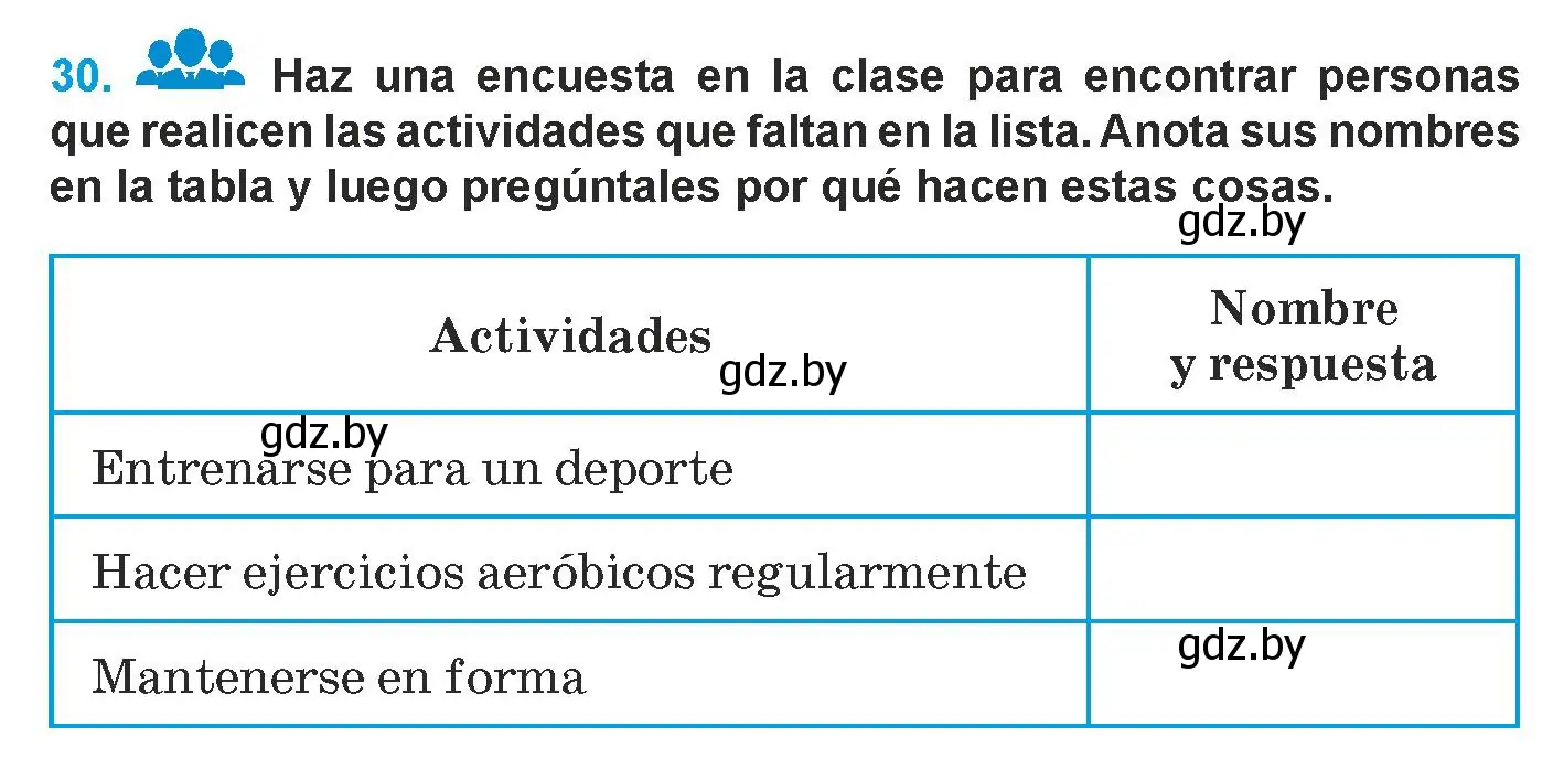 Условие номер 30 (страница 42) гдз по испанскому языку 9 класс Гриневич, Янукенас, учебник