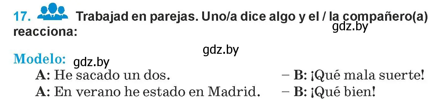 Условие номер 17 (страница 87) гдз по испанскому языку 9 класс Гриневич, Янукенас, учебник