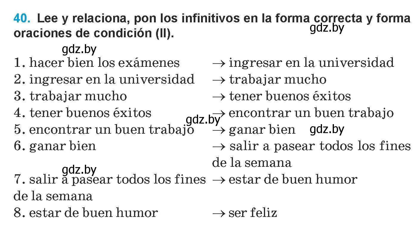 Условие номер 40 (страница 144) гдз по испанскому языку 9 класс Гриневич, Янукенас, учебник