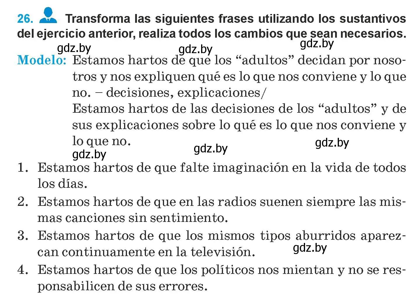 Условие номер 26 (страница 159) гдз по испанскому языку 9 класс Гриневич, Янукенас, учебник