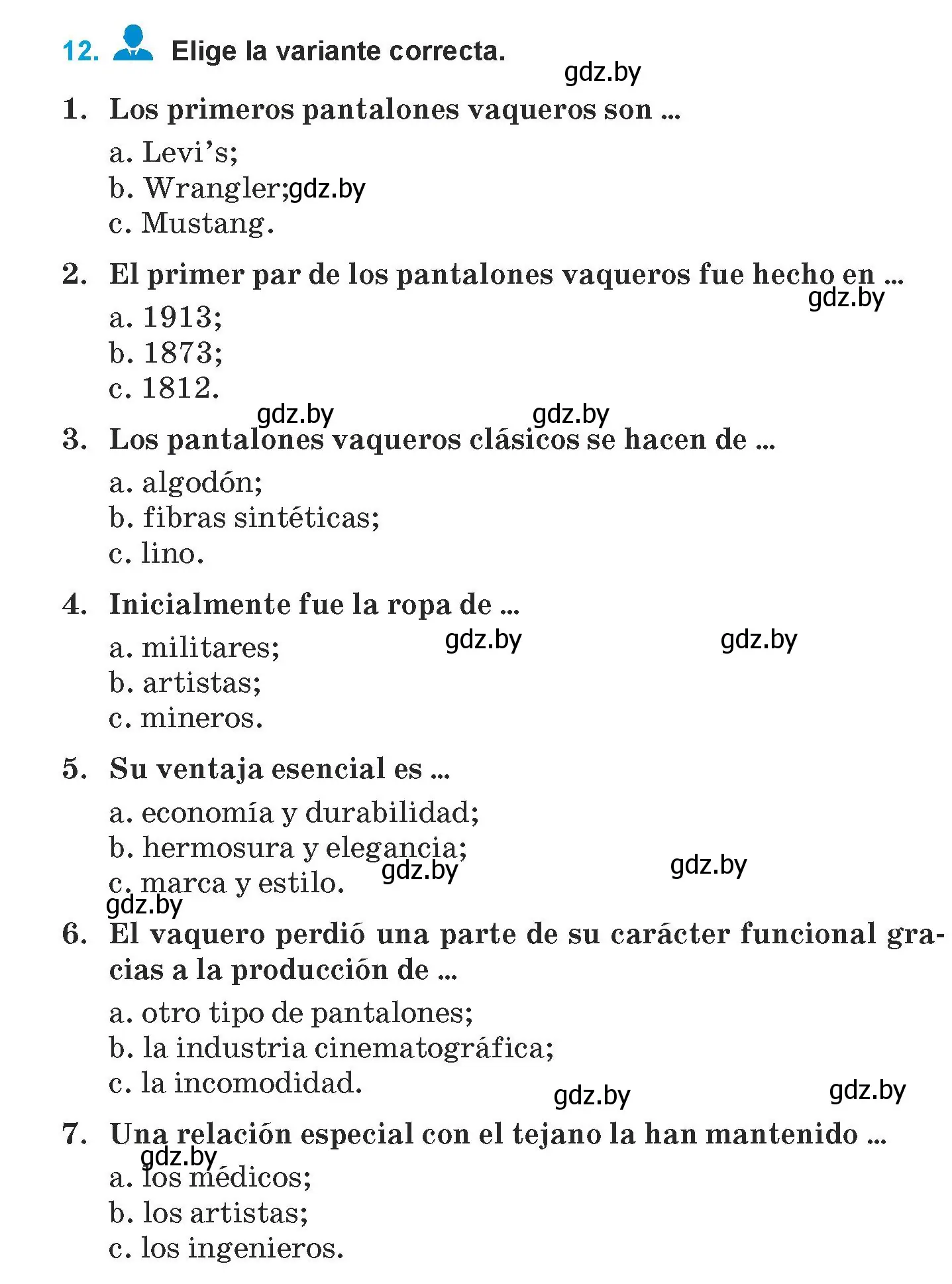 Условие номер 12 (страница 178) гдз по испанскому языку 9 класс Гриневич, Янукенас, учебник