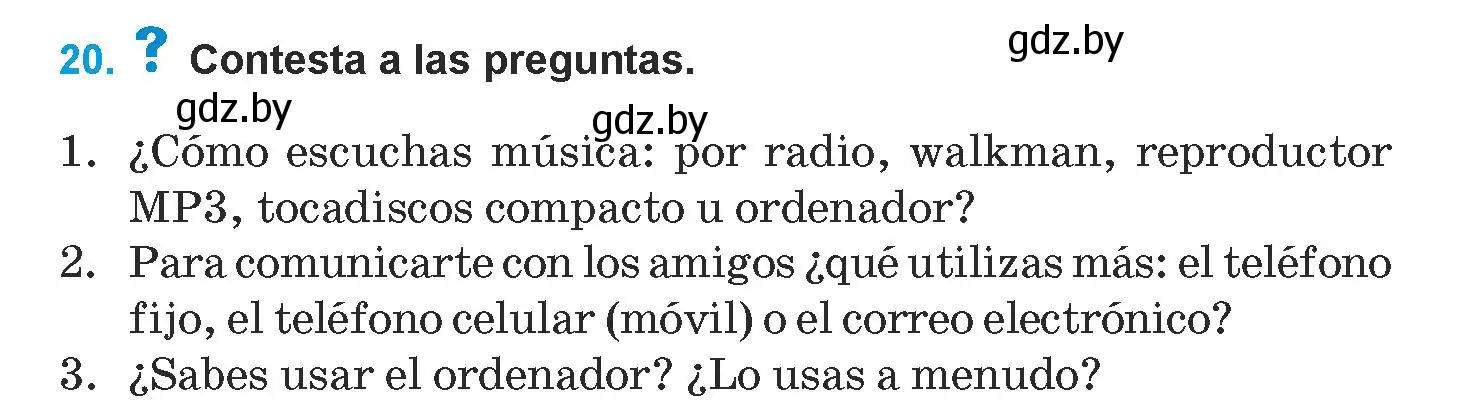 Условие номер 20 (страница 217) гдз по испанскому языку 9 класс Гриневич, Янукенас, учебник