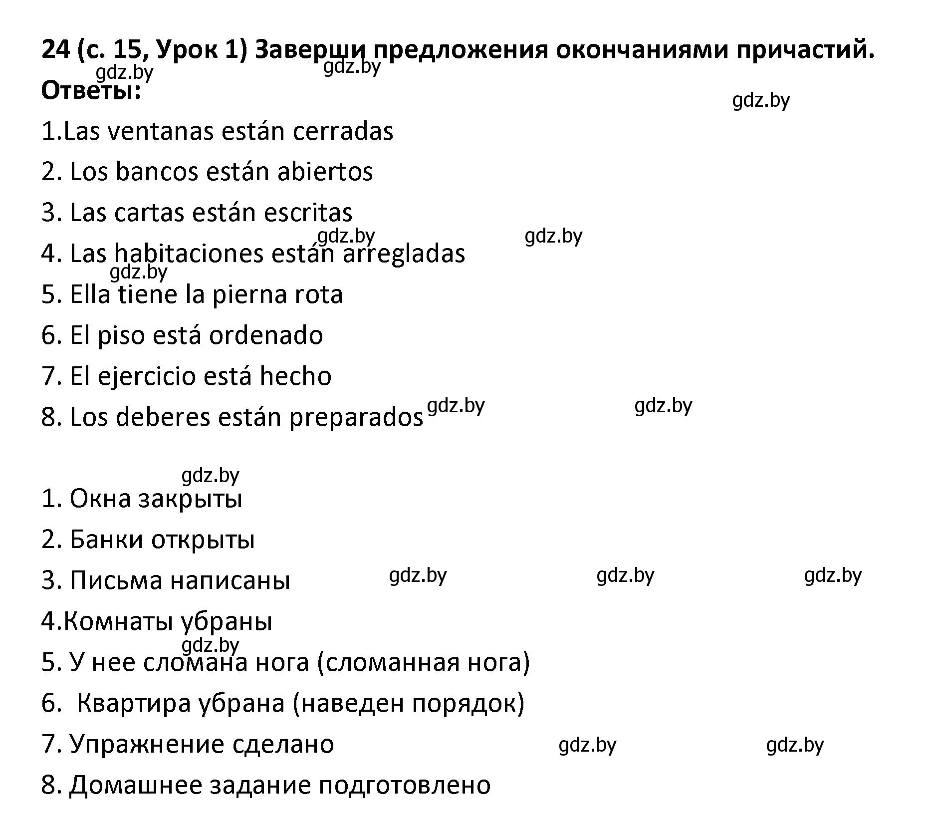 Решение номер 24 (страница 15) гдз по испанскому языку 9 класс Гриневич, Янукенас, учебник