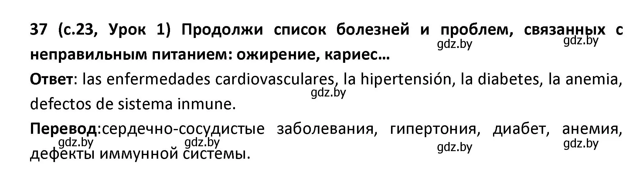 Решение номер 37 (страница 23) гдз по испанскому языку 9 класс Гриневич, Янукенас, учебник