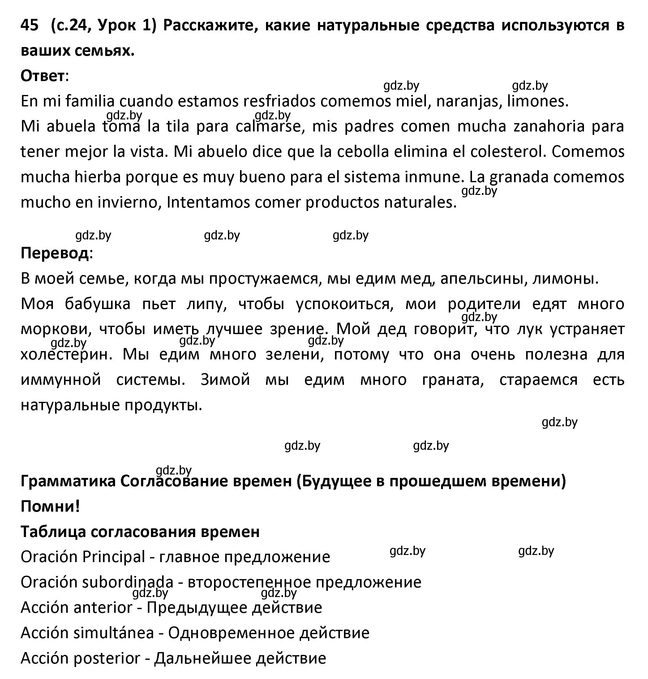 Решение номер 45 (страница 24) гдз по испанскому языку 9 класс Гриневич, Янукенас, учебник