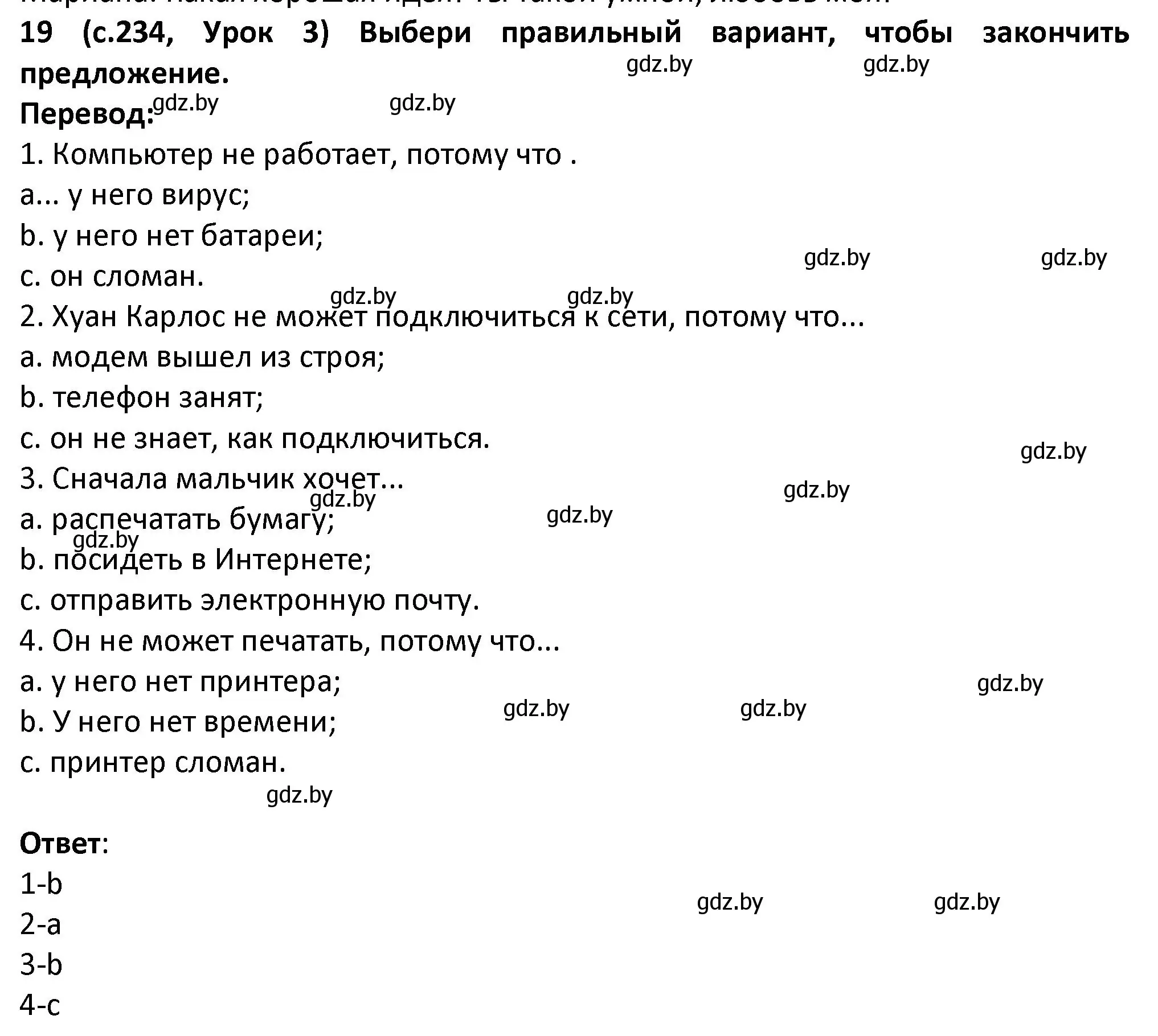 Решение номер 19 (страница 234) гдз по испанскому языку 9 класс Гриневич, Янукенас, учебник